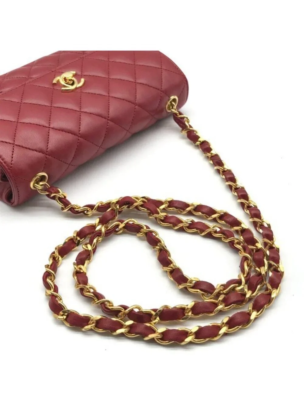 Chanel CC Logo Mini Quilted Turnlock Lambskin Chain Shoulder Bag